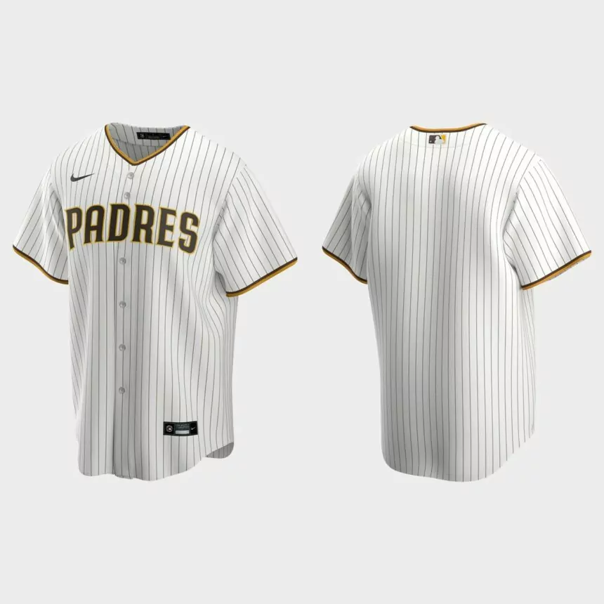 Men’s San Diego Padres Home Replica Jersey – White Brown