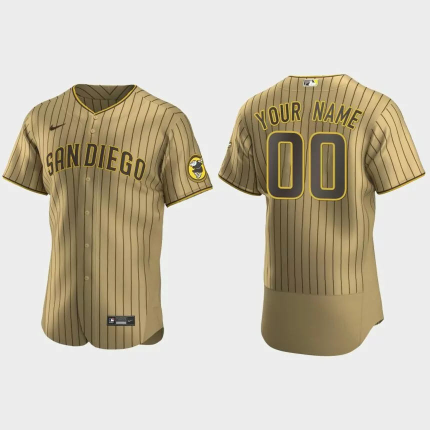 Men’s San Diego Padres Tan Brown Authentic 2020 Alternate Custom Jersey
