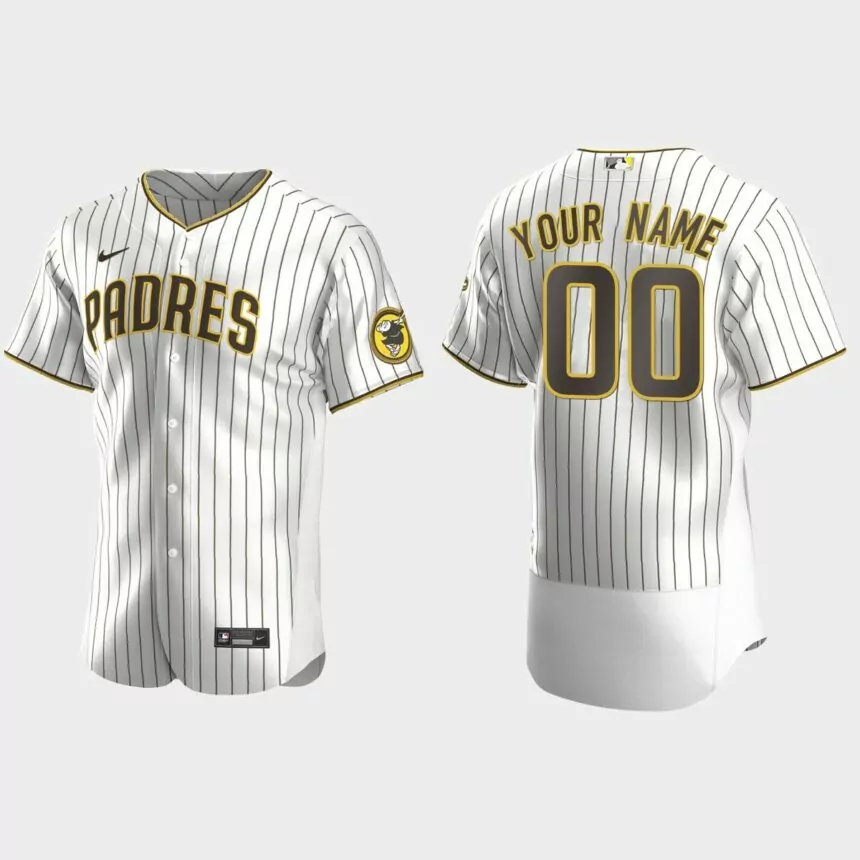 Men’s San Diego Padres White Brown Authentic 2020 Home Custom Jersey