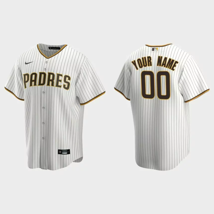 Men’s San Diego Padres White Brown Replica Home Custom Jersey