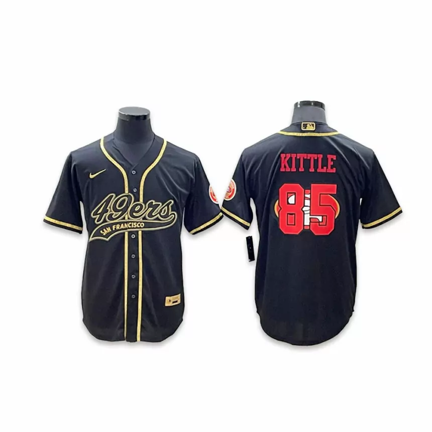 Men’s San Francisco 49ers #85 George Kittle Co-branded Special Black Gold Style Baseball Jersey