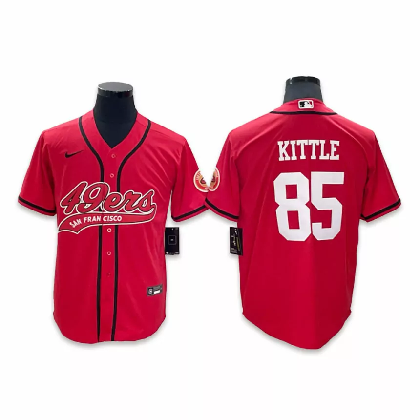 Men’s San Francisco 49ers #85 George Kittle Co-branded Special Red Baseball Jersey
