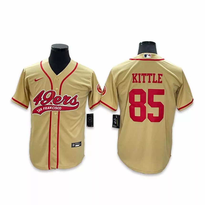 Men’s San Francisco 49ers #85 George Kittle Co-branded Special Yellow Baseball Jersey