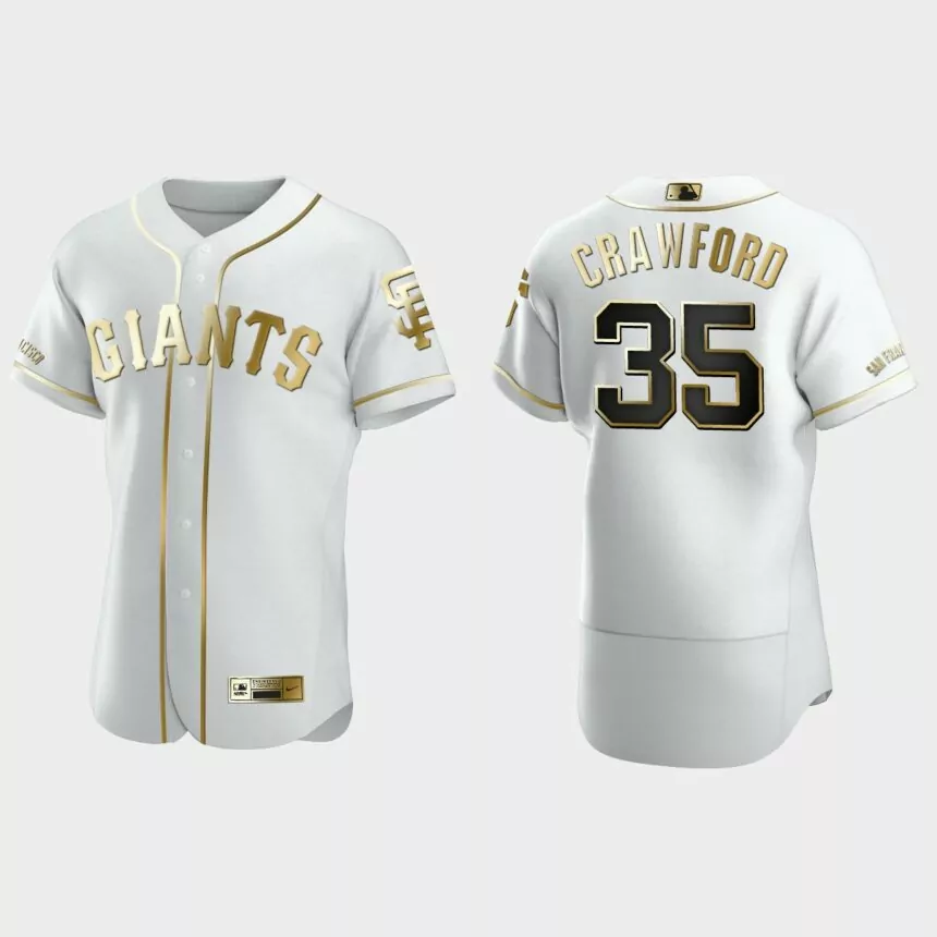 Men’s San Francisco Giants Brandon Crawford Authentic Golden Edition Jersey – White