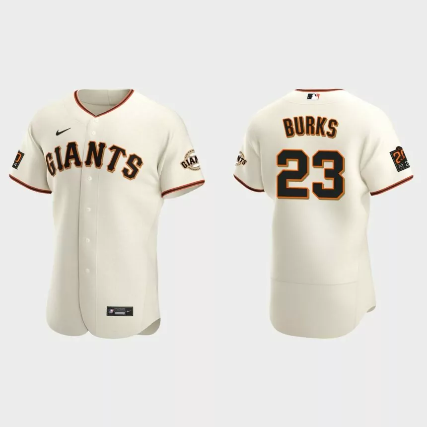 Men’s San Francisco Giants Ellis Burks Cream Authentic Retired Player Jersey