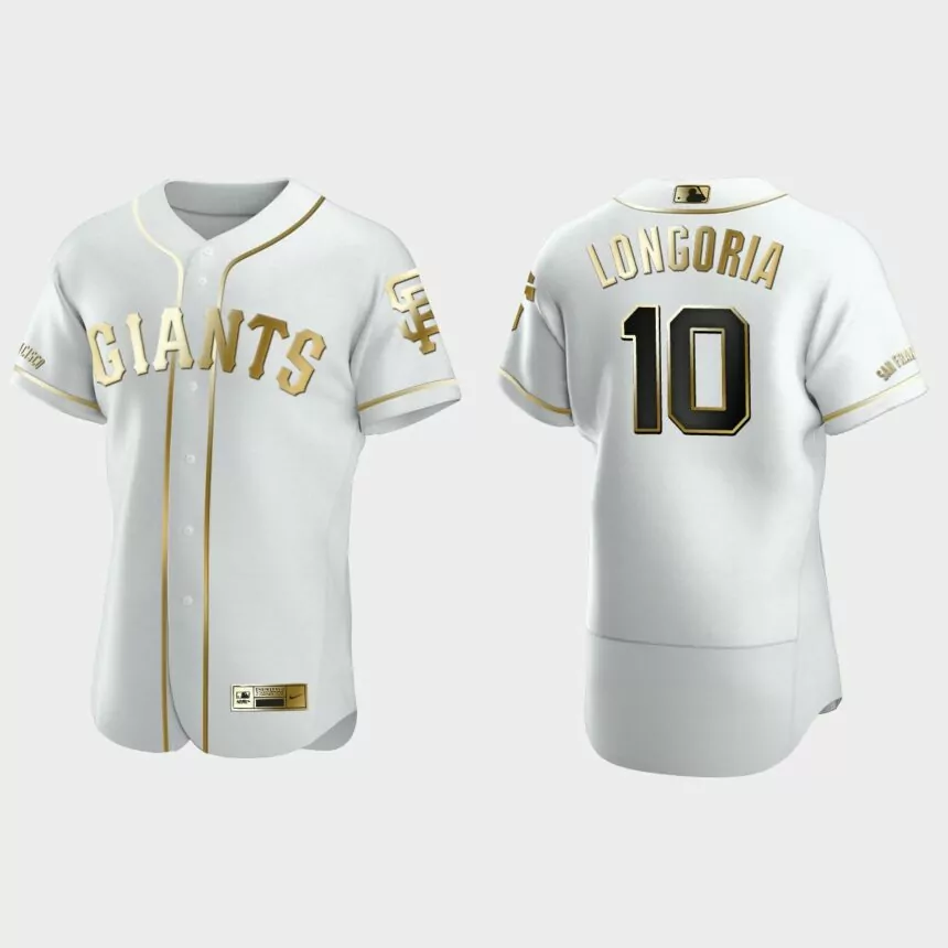 Men’s San Francisco Giants Evan Longoria Authentic Golden Edition Jersey – White