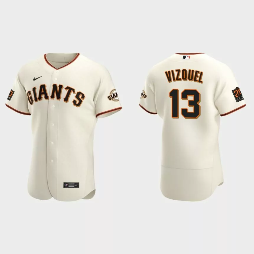 Men’s San Francisco Giants Omar Vizquel Cream Authentic Retired Player Jersey