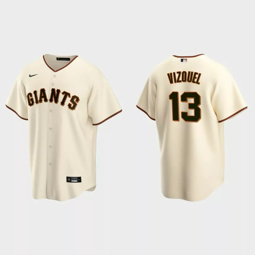 Men’s San Francisco Giants Omar Vizquel Cream Replica Retired Player Jersey