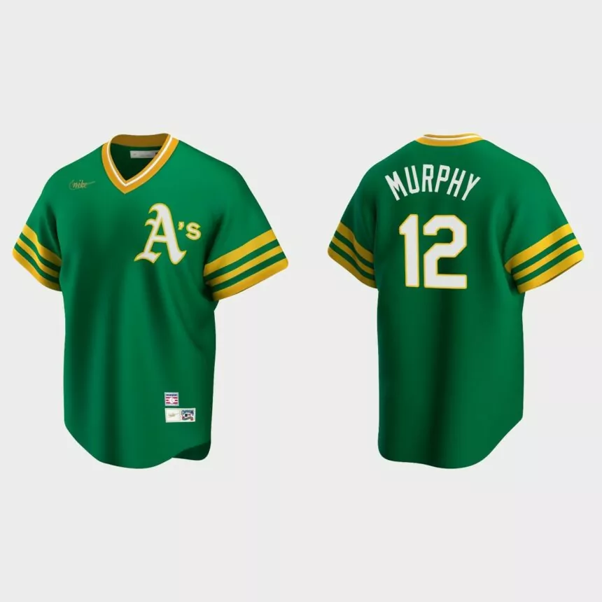 Men’s Sean Murphy #12 Oakland Athletics Cooperstown Collection Road Jersey – Kelly Green