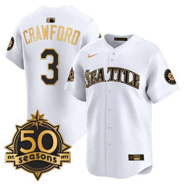 Men’s Seattle Mariners 50 Seasons Patch Vapor Premier Limited Jersey – All Stitched J.P. Crawford