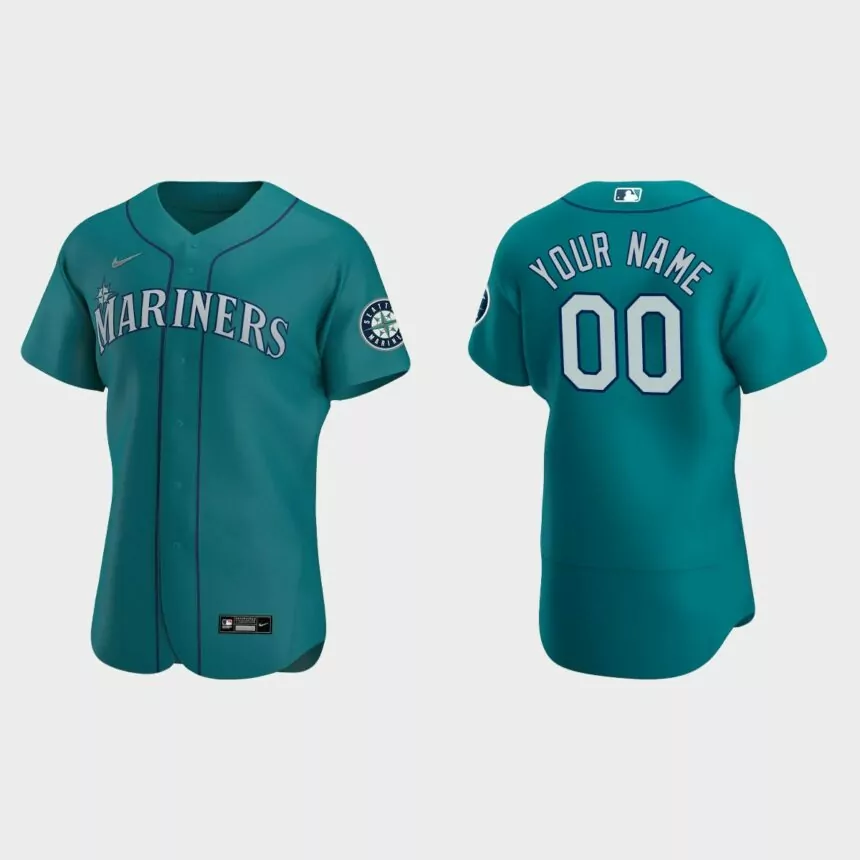 Men’s Seattle Mariners Aqua Authentic 2020 Alternate Custom Jersey