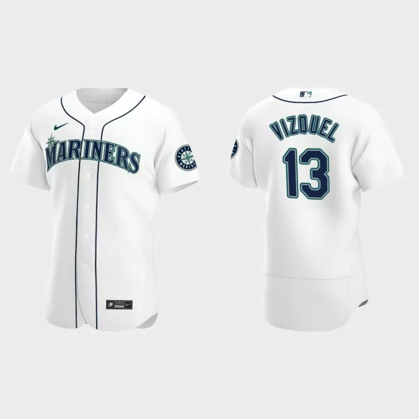 Men’s Seattle Mariners Omar Vizquel White Authentic Retired Player Jersey