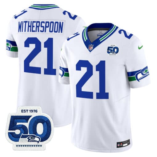 Men’s Seattle Seahawks Throwback Vapor Limited Jersey – 50th Anniversary Patch – All Stitched Devon Witherspoon   21