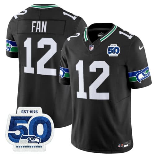 Men’s Seattle Seahawks Throwback Vapor Limited Jersey – 50th Anniversary Patch – All Stitched Fan