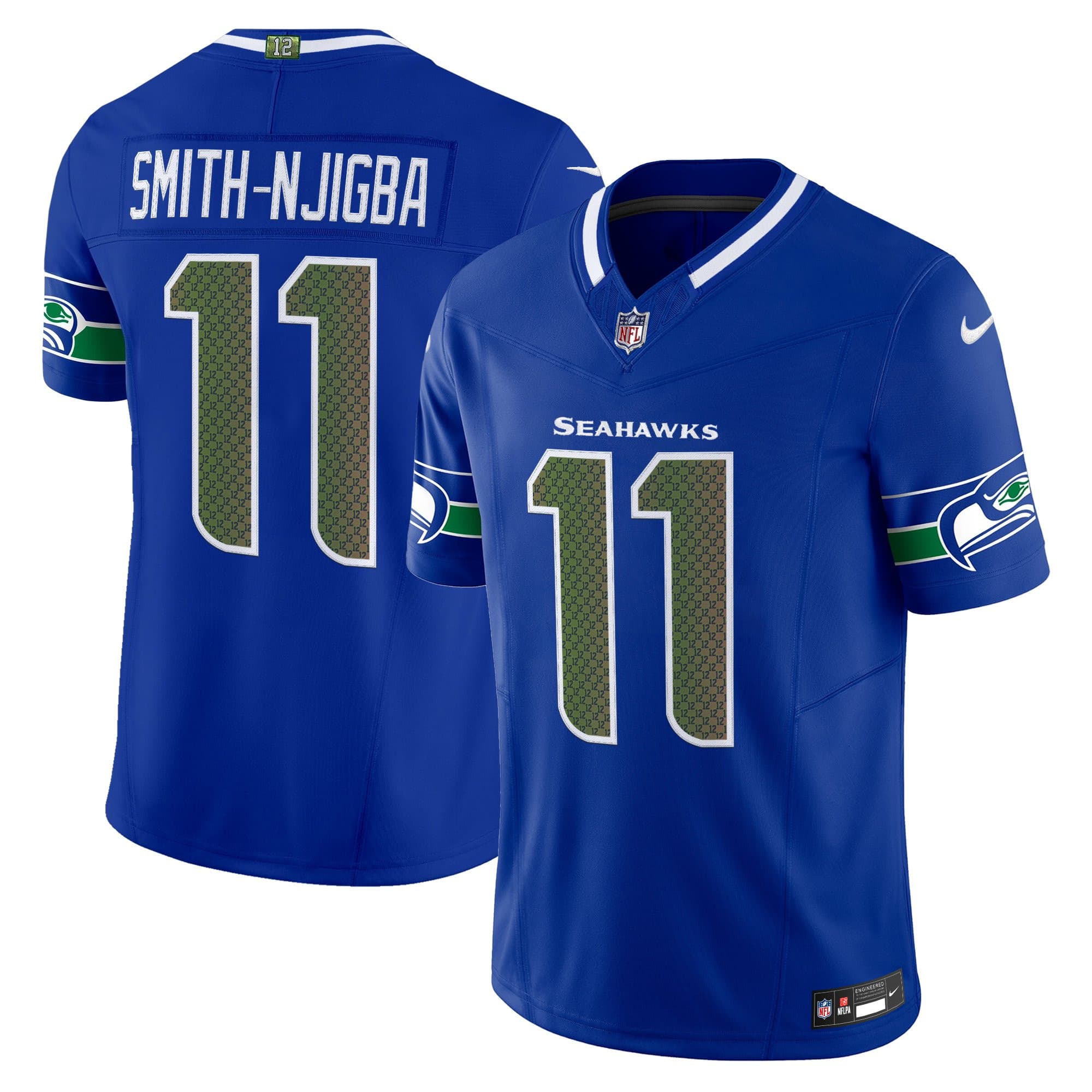 Men’s Seattle Seahawks Throwback Vapor Limited Jersey – 50th Anniversary Patch – All Stitched Smith-Njigba 11