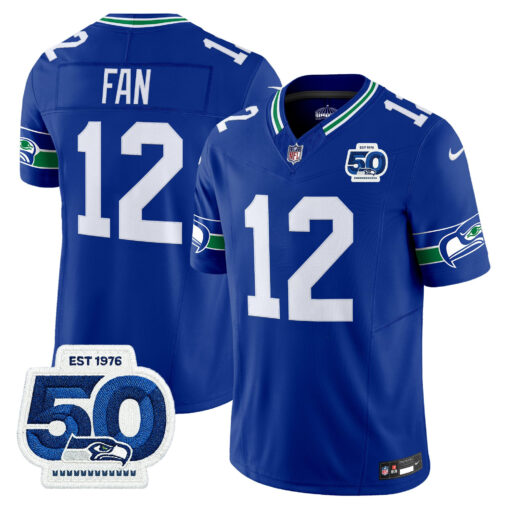 Men’s Seattle Seahawks Throwback Vapor Limited Jersey – 50th Anniversary Patch – All Stitched fan 12