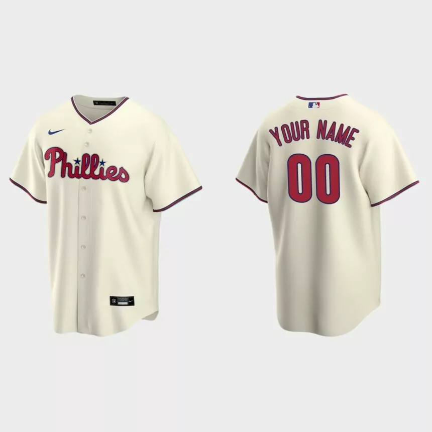 Men’s St. Louis Cardinals Cream Replica Alternate Custom Jersey