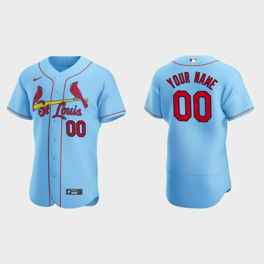Men’s St. Louis Cardinals Light Blue Authentic 2020 Alternate Custom Jersey