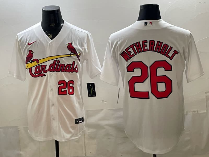 Men’s St. Louis Cardinals Whitey  Jersey – All Stitched  26  WETHERHOLT