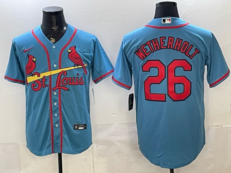 Men’s St. Louis Cardinals Whitey Jersey – All Stitched    26 WETHERHOLT