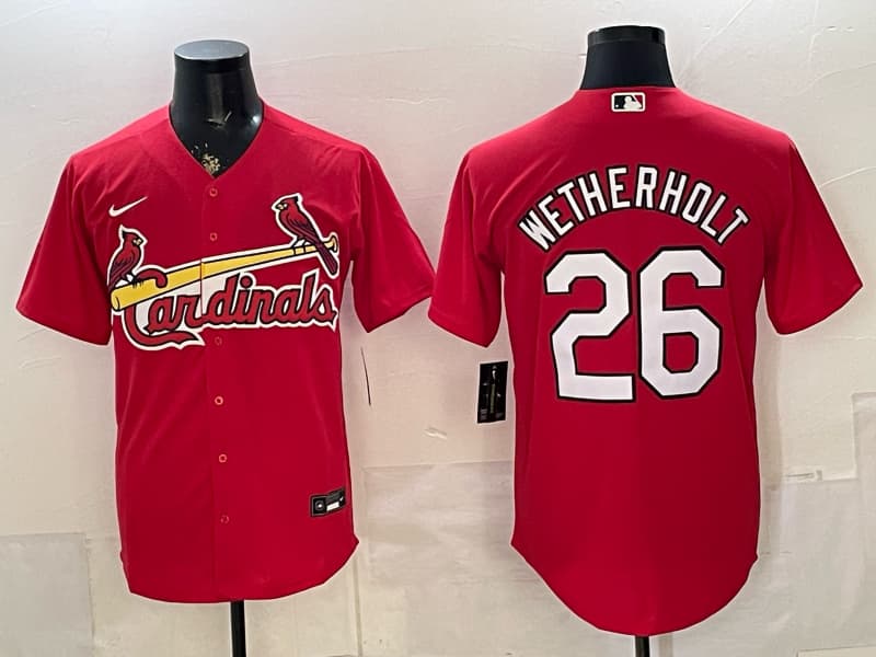 Men’s St. Louis Cardinals Whitey Jersey – All Stitched  26 WETHERHOLT