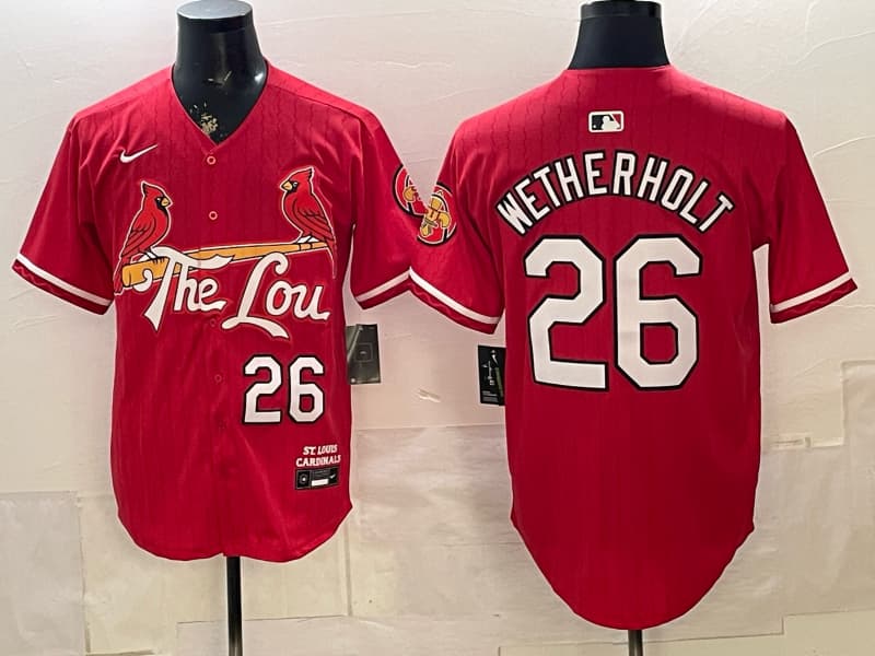 Men’s St. Louis Cardinals Whitey Jersey – All Stitched 26 WETHERHOLT