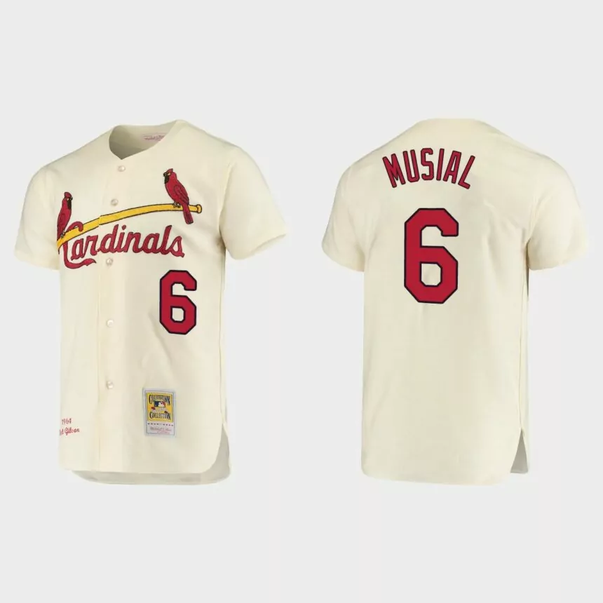 Men’s Stan Musial St. Louis Cardinals Cooperstown Collection Authentic Jersey – Cream