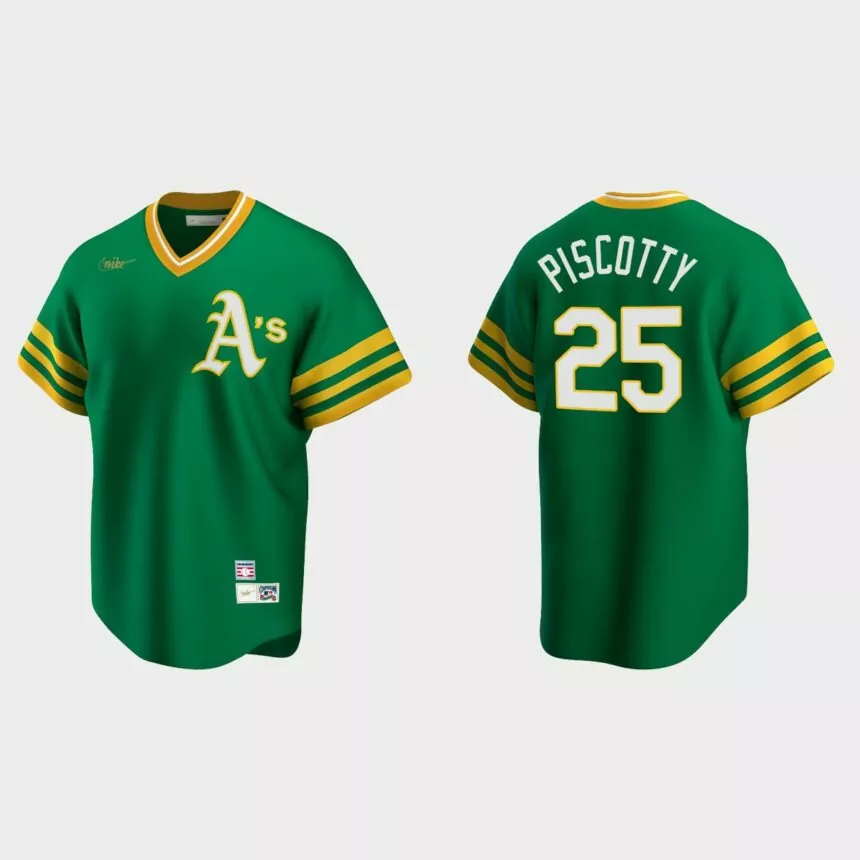 Men’s Stephen Piscotty #25 Oakland Athletics Cooperstown Collection Road Jersey – Kelly Green