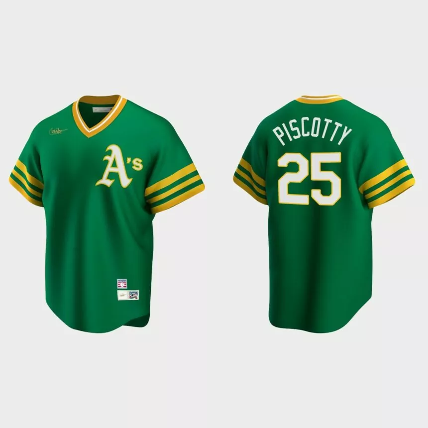 Men’s Stephen Piscotty Oakland Athletics Cooperstown Collection Road Jersey – Kelly Green