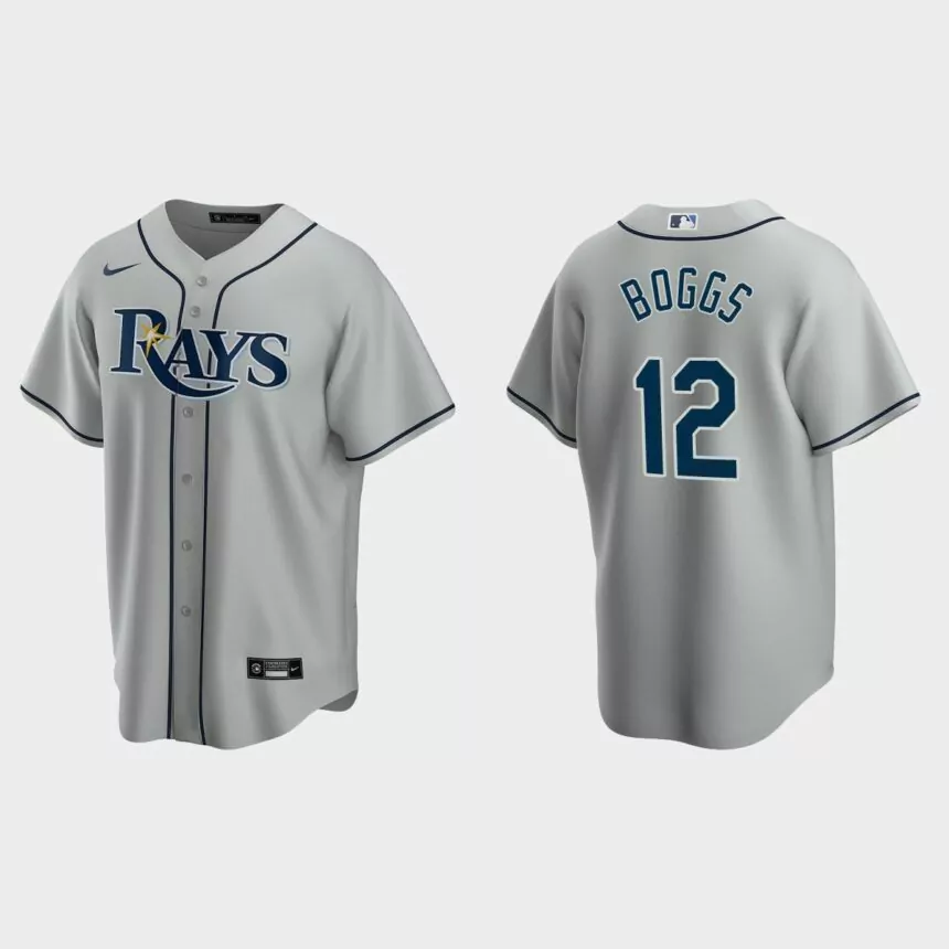 Men’s Tampa Bay Rays #12 Wade Boggs Gray 2020 Replica Road Jersey