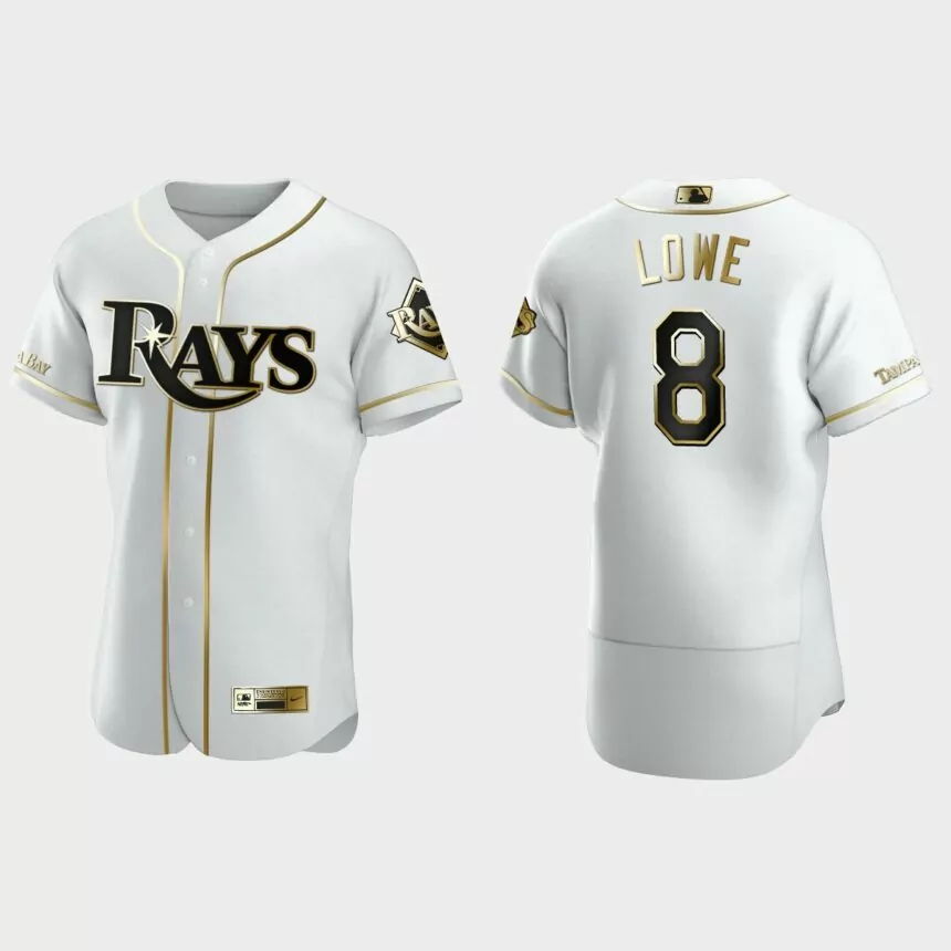 Men’s Tampa Bay Rays Brandon Lowe Authentic Golden Edition Jersey – White