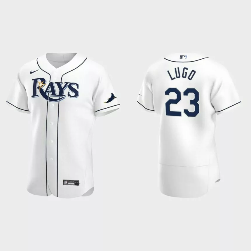 Men’s Tampa Bay Rays Julio Lugo White Authentic Retired Player Jersey