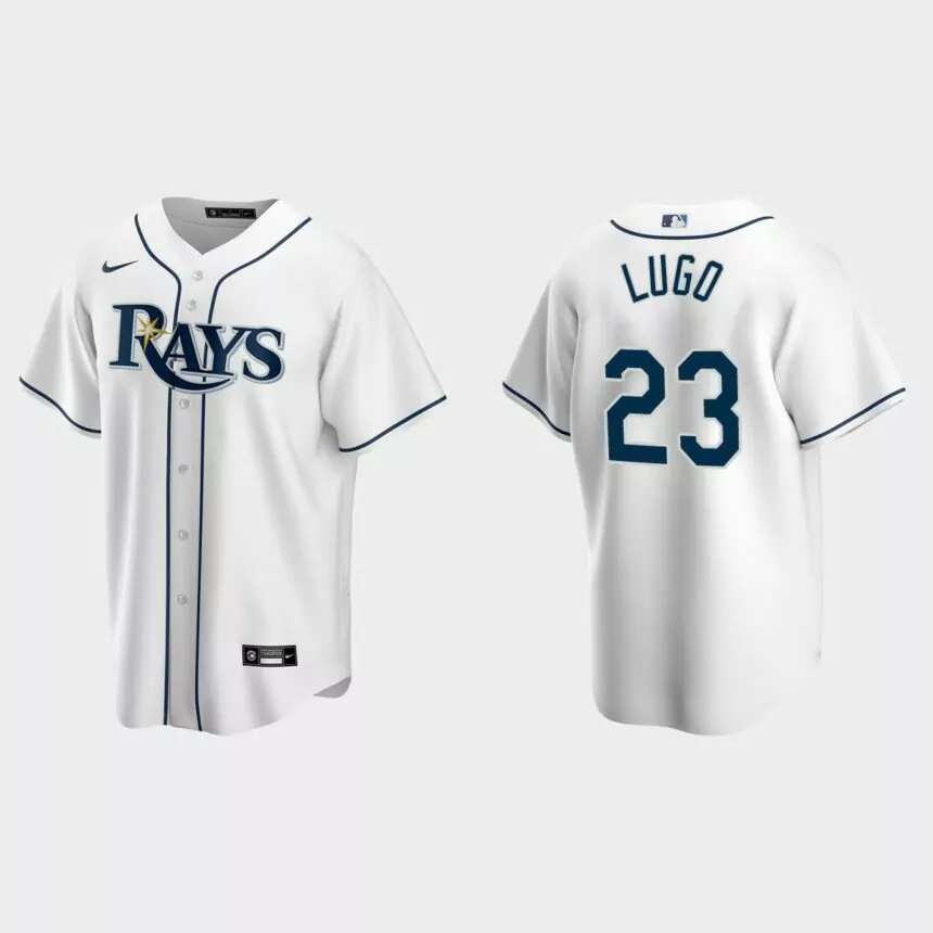 Men’s Tampa Bay Rays Julio Lugo White Replica Retired Player Jersey