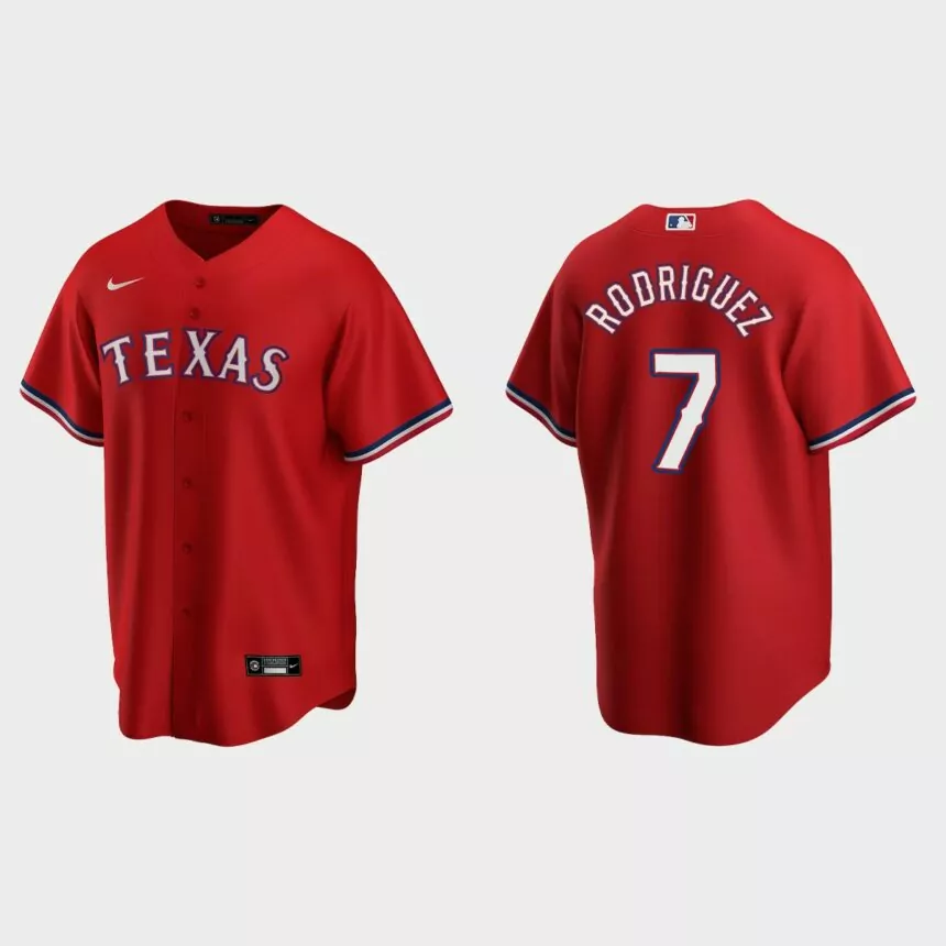 Men’s Texas Rangers #7 Ivan Rodriguez Red 2020 Replica Alternate Jersey