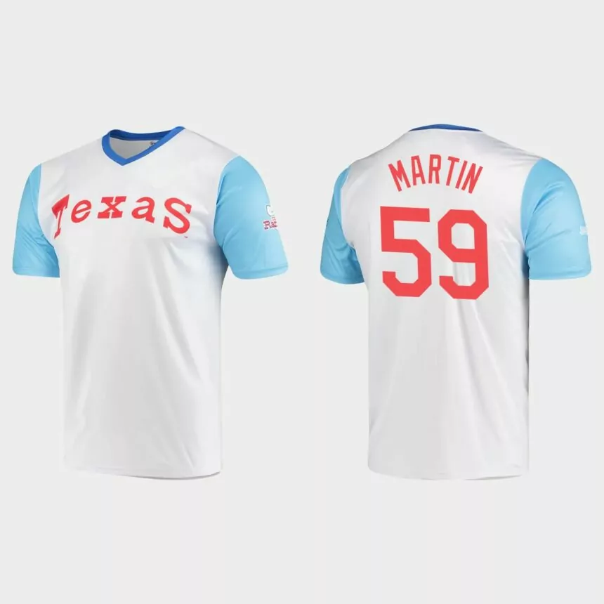 Men’s Texas Rangers Brett Martin White Cooperstown Collection Stitches Wordmark Jersey