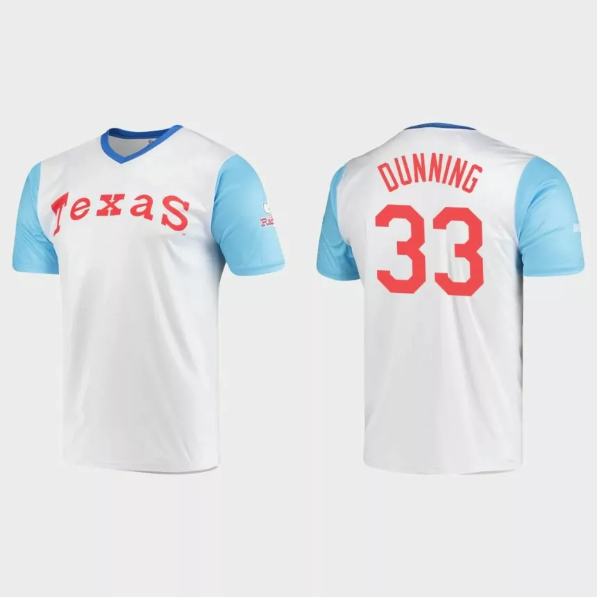 Men’s Texas Rangers Dane Dunning White Cooperstown Collection Stitches Wordmark Jersey