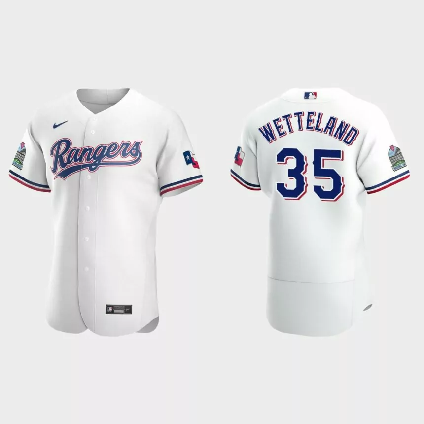 Men’s Texas Rangers John Wetteland White Authentic Retired Player Jersey