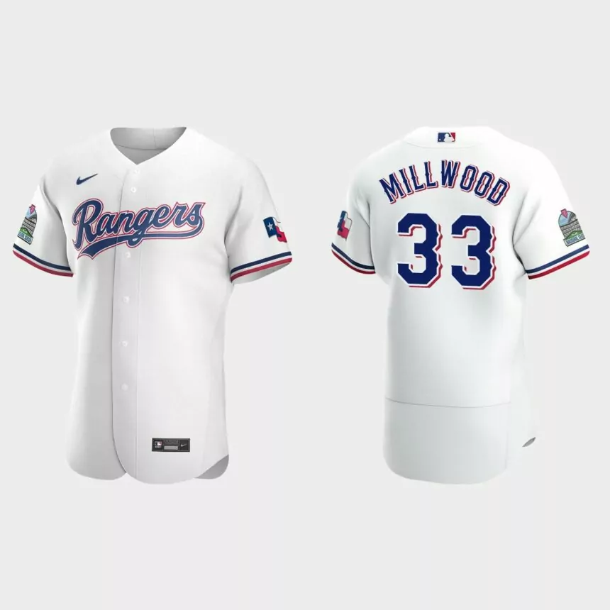 Men’s Texas Rangers Kevin Millwood White Authentic Retired Player Jersey