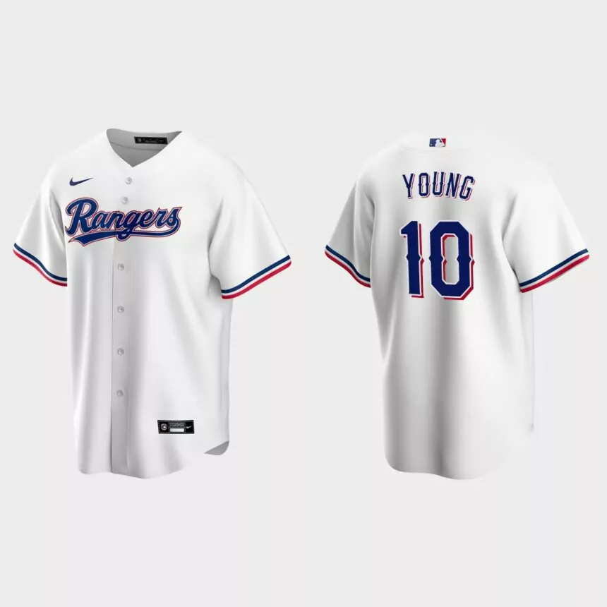 Men’s Texas Rangers Michael Young White Replica Retired Player Jersey