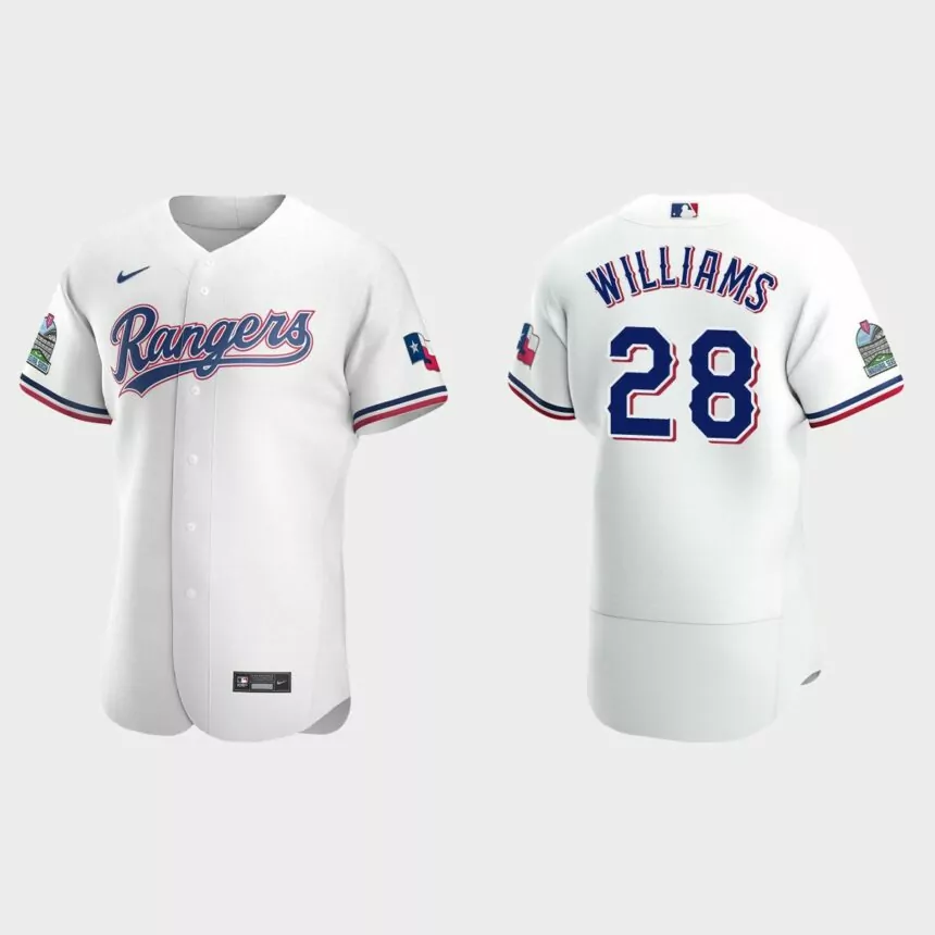 Men’s Texas Rangers Mitch Williams White Authentic Retired Player Jersey