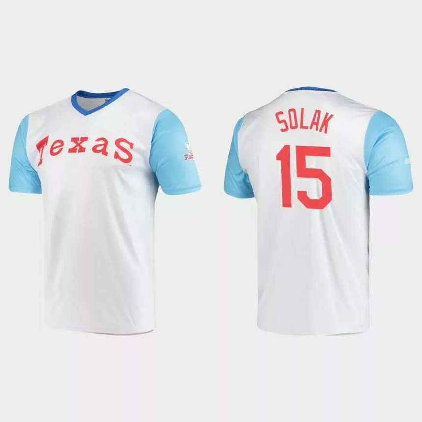 Men’s Texas Rangers Nick Solak White Cooperstown Collection Stitches Wordmark Jersey
