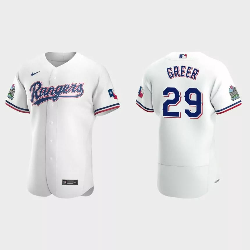 Men’s Texas Rangers Rusty Greer White Authentic Retired Player Jersey