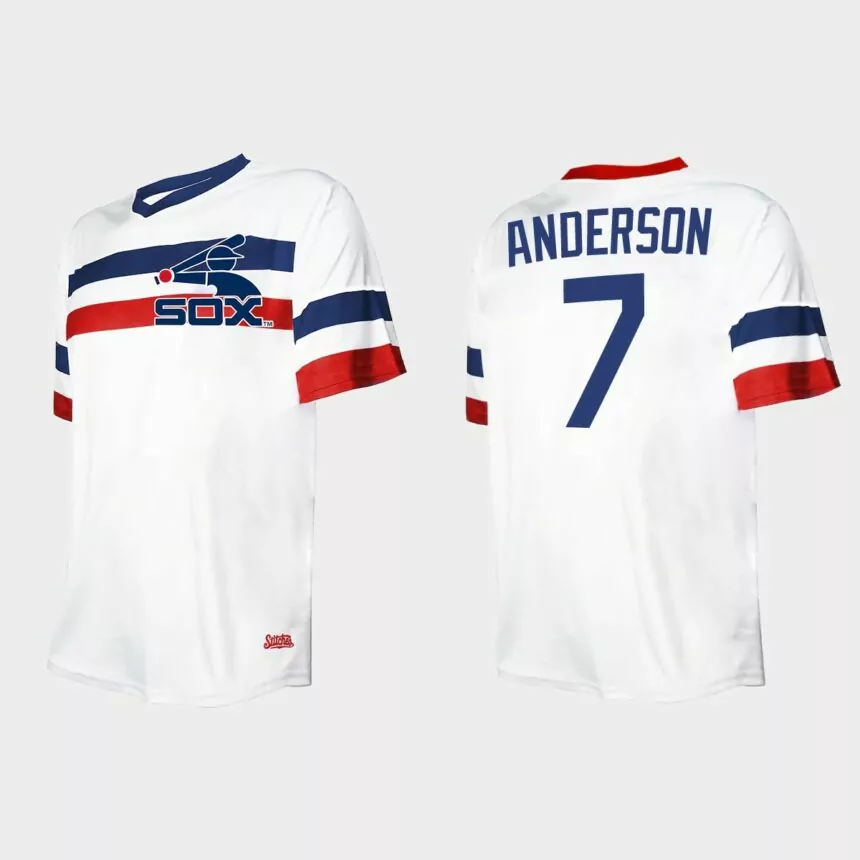 Men’s Tim Anderson Chicago White Sox Cooperstown Collection V-Neck Jersey – White