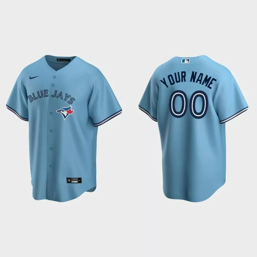 Men’s Toronto Blue Jays Powder Blue Replica Alternate Custom Jersey