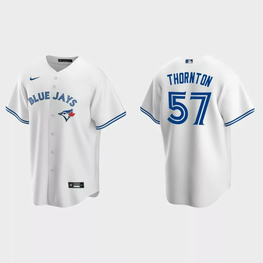 Men’s Toronto Blue Jays Trent Thornton #57 Replica Home Jersey – White