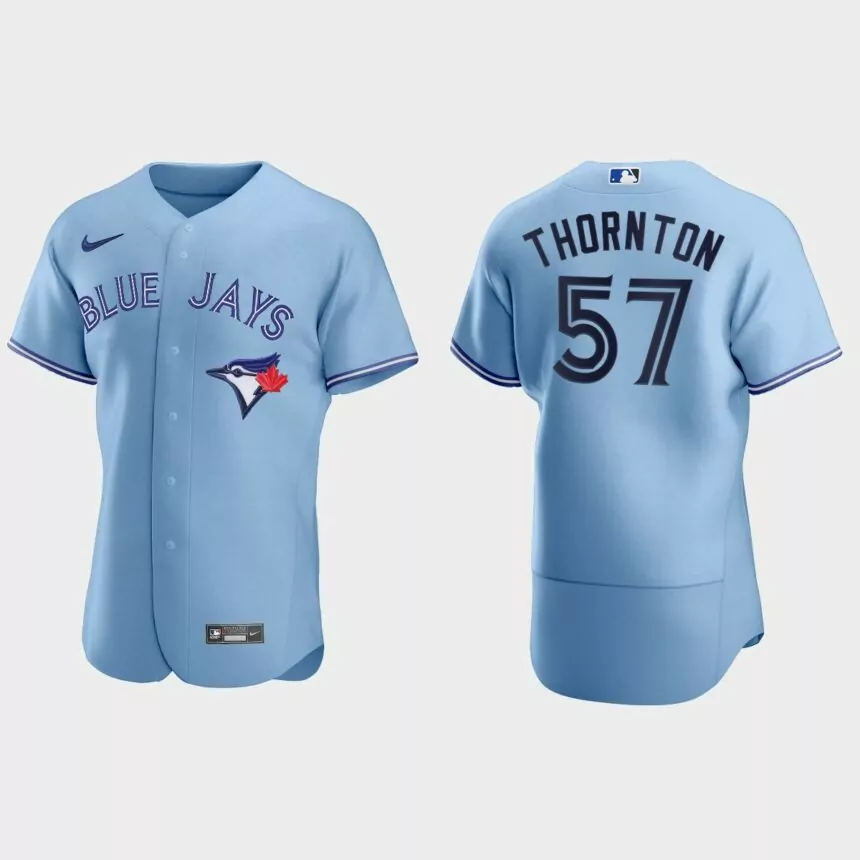 Men’s Toronto Blue Jays Trent Thornton 2020 Alternate Authentic Jersey – Light Blue