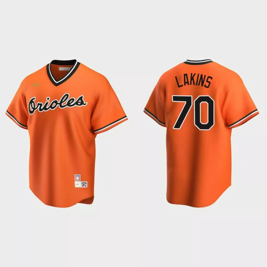 Men’s Travis Lakins #70 Baltimore Orioles Cooperstown Collection Alternate Jersey – Orange