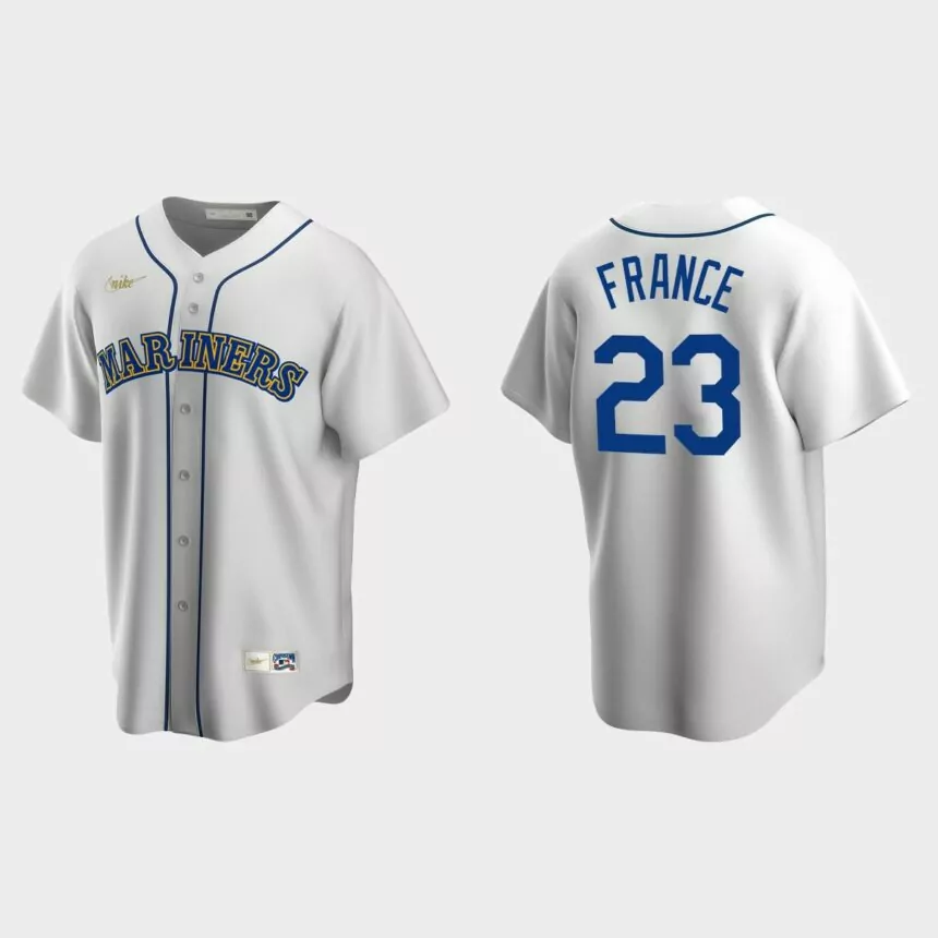 Men’s Ty France #23 Seattle Mariners Cooperstown Collection Home Jersey – White