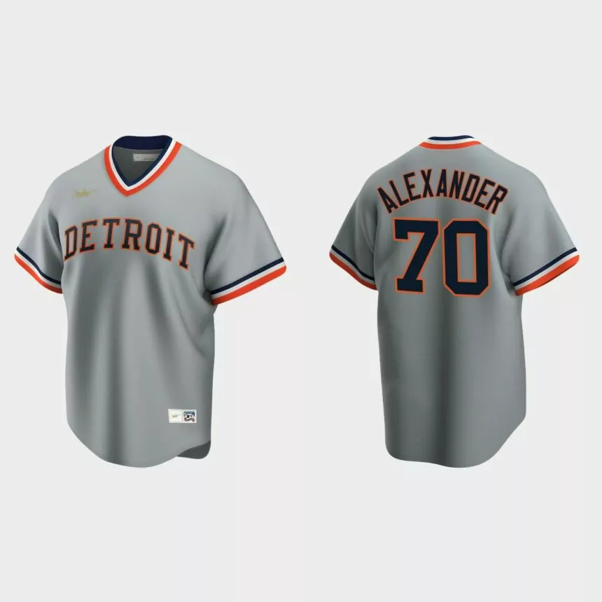 Men’s Tyler Alexander #70 Detroit Tigers Cooperstown Collection Road Jersey – Gray.jpg