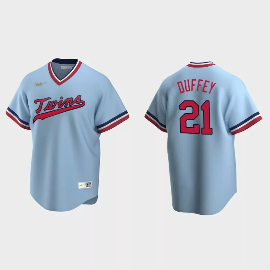 Men’s Tyler Duffey #21 Minnesota Twins Cooperstown Collection Road Jersey – Light Blue